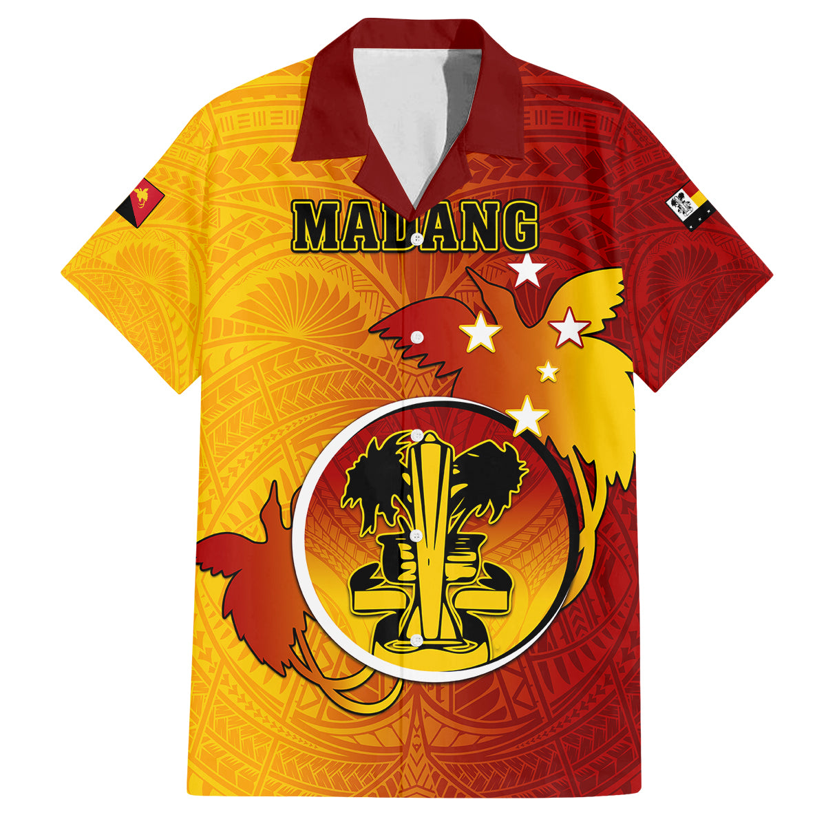 Papua New Guinea Madang Province Kid Hawaiian Shirt Mix Coat Of Arms Polynesian Pattern LT05 Kid Yellow - Polynesian Pride