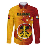 Personalized Papua New Guinea Madang Province Family Matching Tank Maxi Dress and Hawaiian Shirt Mix Coat Of Arms Polynesian Pattern LT05 Dad's Shirt - Long Sleeve Yellow - Polynesian Pride