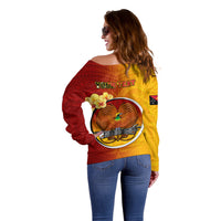Personalized Papua New Guinea Madang Province Off Shoulder Sweater Mix Coat Of Arms Polynesian Pattern LT05 - Polynesian Pride