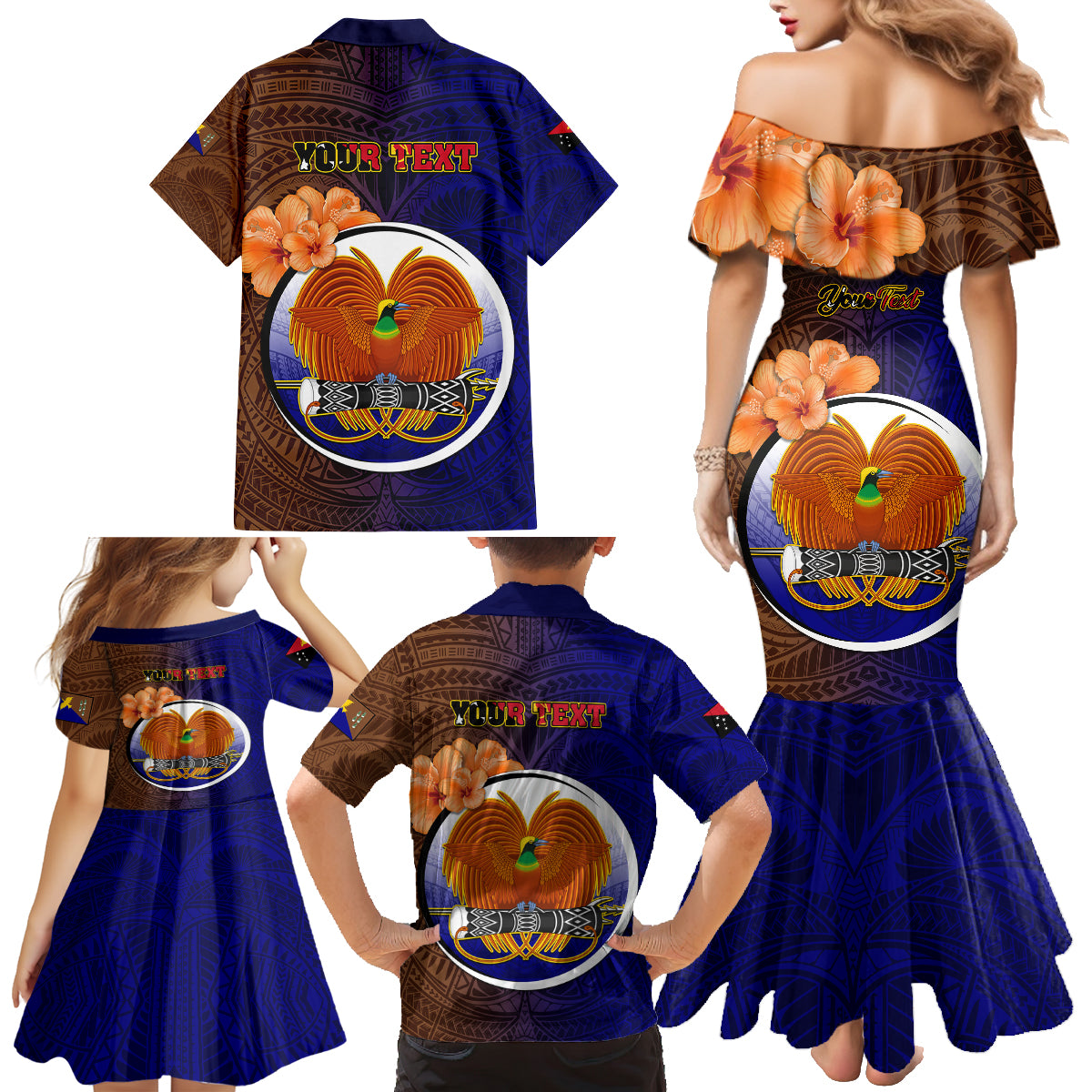 Personalized Papua New Guinea Manus Province Family Matching Mermaid Dress and Hawaiian Shirt Mix Coat Of Arms Polynesian Pattern LT05 - Polynesian Pride