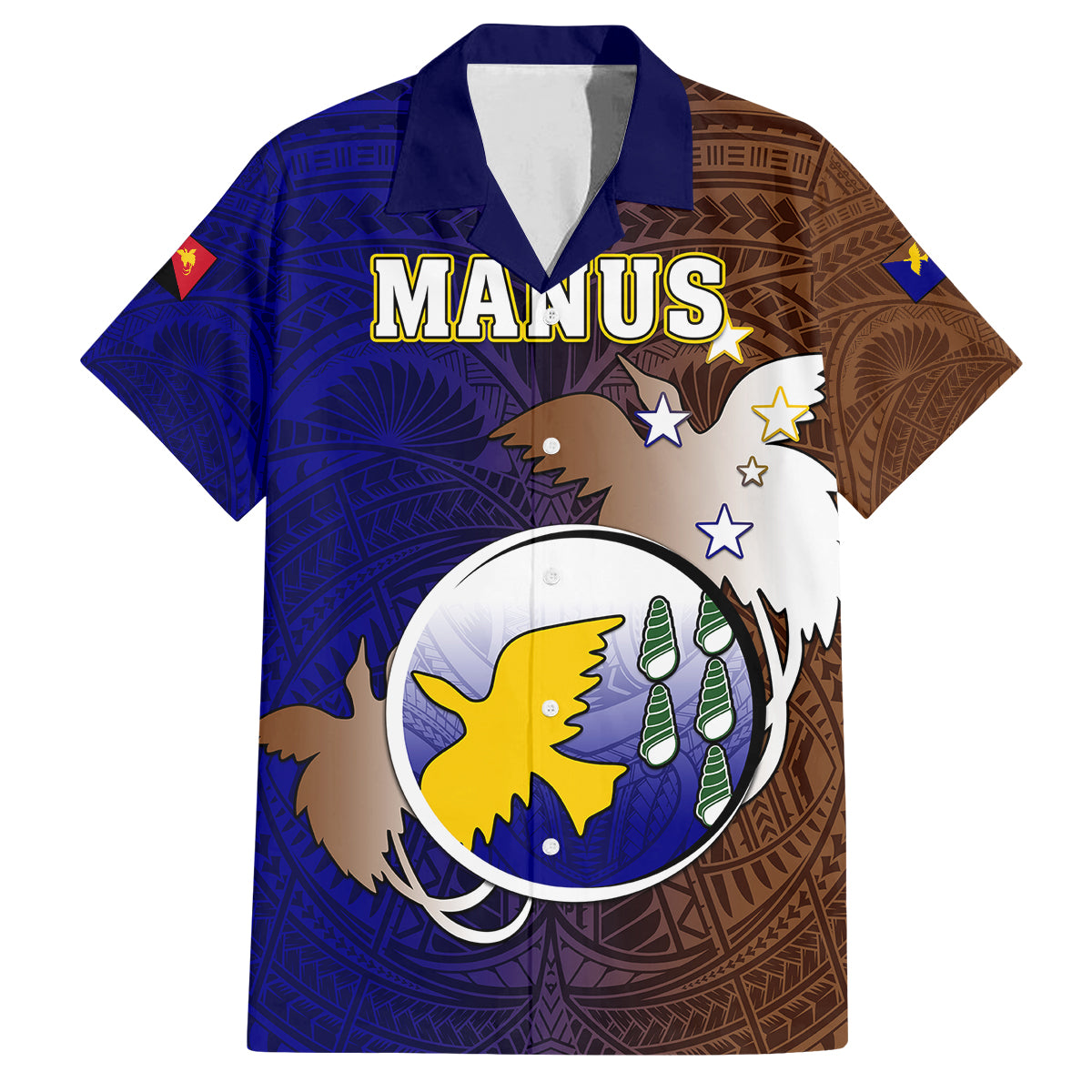 Personalized Papua New Guinea Manus Province Family Matching Off Shoulder Long Sleeve Dress and Hawaiian Shirt Mix Coat Of Arms Polynesian Pattern LT05 Dad's Shirt - Short Sleeve Brown - Polynesian Pride