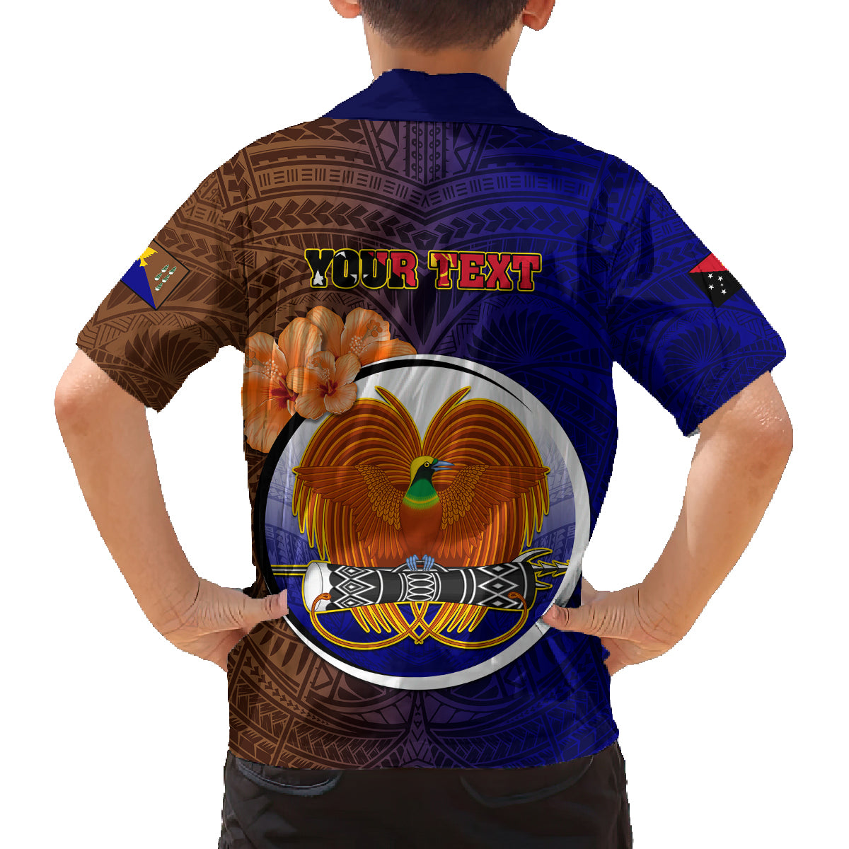 Personalized Papua New Guinea Manus Province Kid Hawaiian Shirt Mix Coat Of Arms Polynesian Pattern LT05 - Polynesian Pride