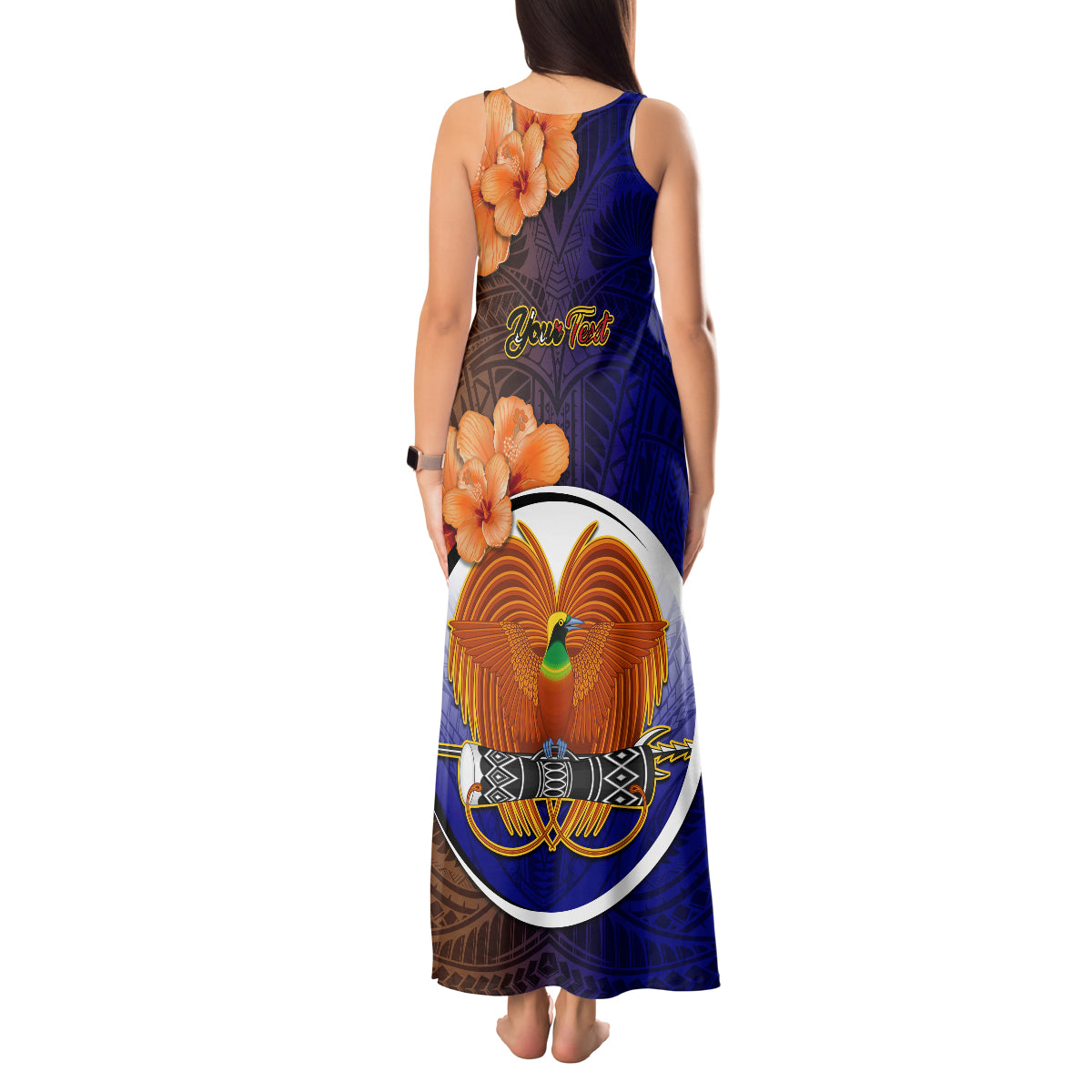 Personalized Papua New Guinea Manus Province Tank Maxi Dress Mix Coat Of Arms Polynesian Pattern LT05 - Polynesian Pride