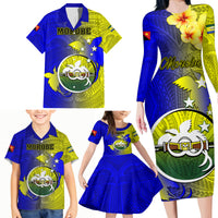 Personalized Papua New Guinea Morobe Province Family Matching Long Sleeve Bodycon Dress and Hawaiian Shirt Mix Coat Of Arms Polynesian Pattern LT05 - Polynesian Pride