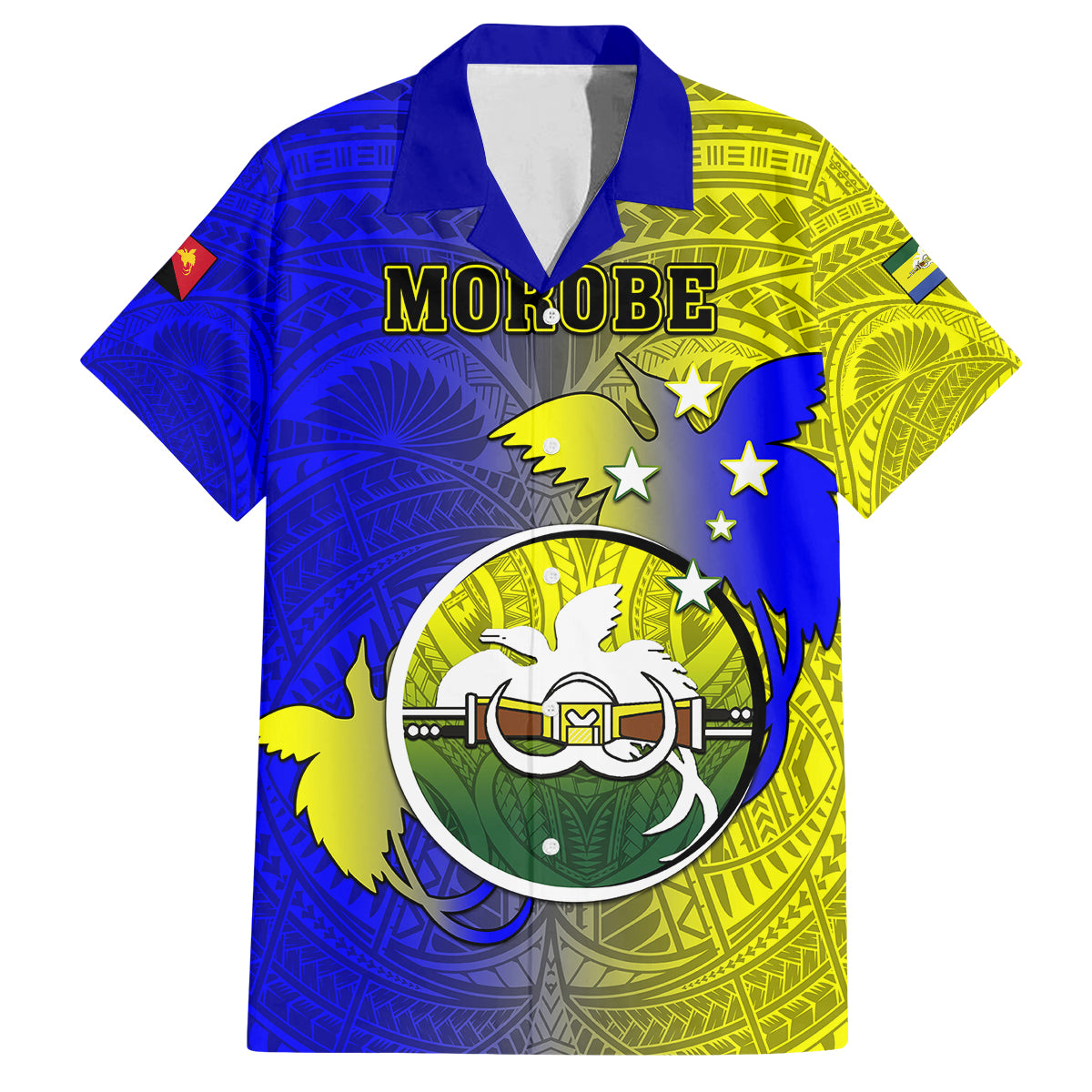 Personalized Papua New Guinea Morobe Province Family Matching Short Sleeve Bodycon Dress and Hawaiian Shirt Mix Coat Of Arms Polynesian Pattern LT05 Dad's Shirt - Short Sleeve Yellow - Polynesian Pride