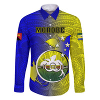 Personalized Papua New Guinea Morobe Province Family Matching Tank Maxi Dress and Hawaiian Shirt Mix Coat Of Arms Polynesian Pattern LT05 Dad's Shirt - Long Sleeve Yellow - Polynesian Pride