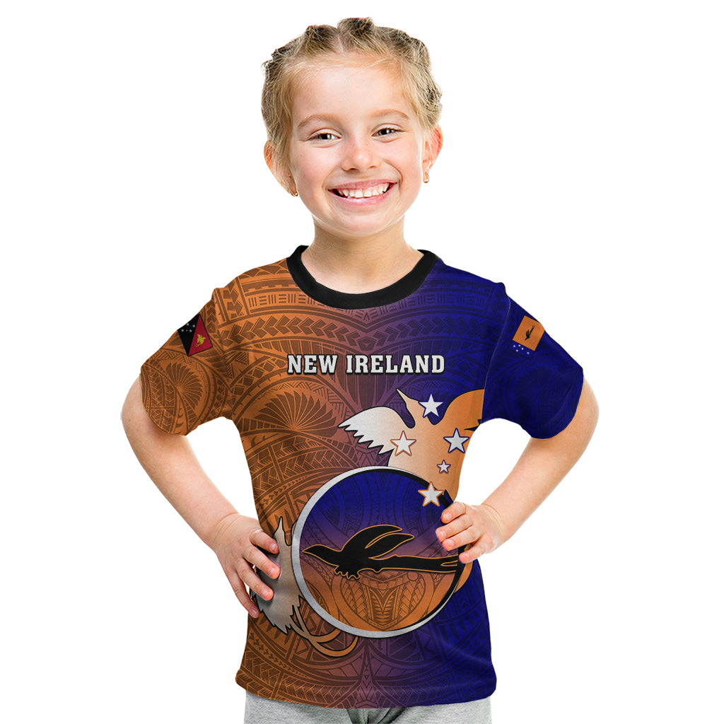 Papua New Guinea New Ireland Province Kid T Shirt Mix Coat Of Arms Polynesian Pattern LT05 Blue - Polynesian Pride