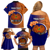 Personalized Papua New Guinea New Ireland Province Family Matching Off Shoulder Short Dress and Hawaiian Shirt Mix Coat Of Arms Polynesian Pattern LT05 - Polynesian Pride