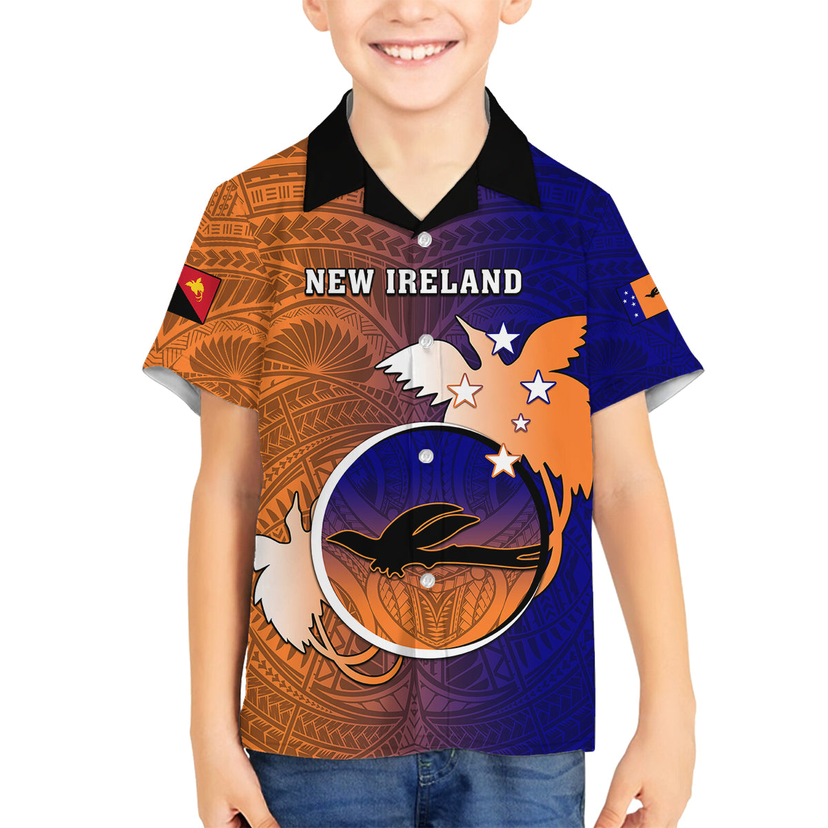 Personalized Papua New Guinea New Ireland Province Family Matching Summer Maxi Dress and Hawaiian Shirt Mix Coat Of Arms Polynesian Pattern LT05 Son's Shirt Blue - Polynesian Pride