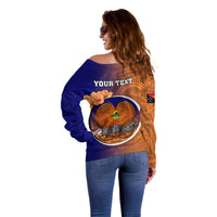 Personalized Papua New Guinea New Ireland Province Off Shoulder Sweater Mix Coat Of Arms Polynesian Pattern LT05 - Polynesian Pride
