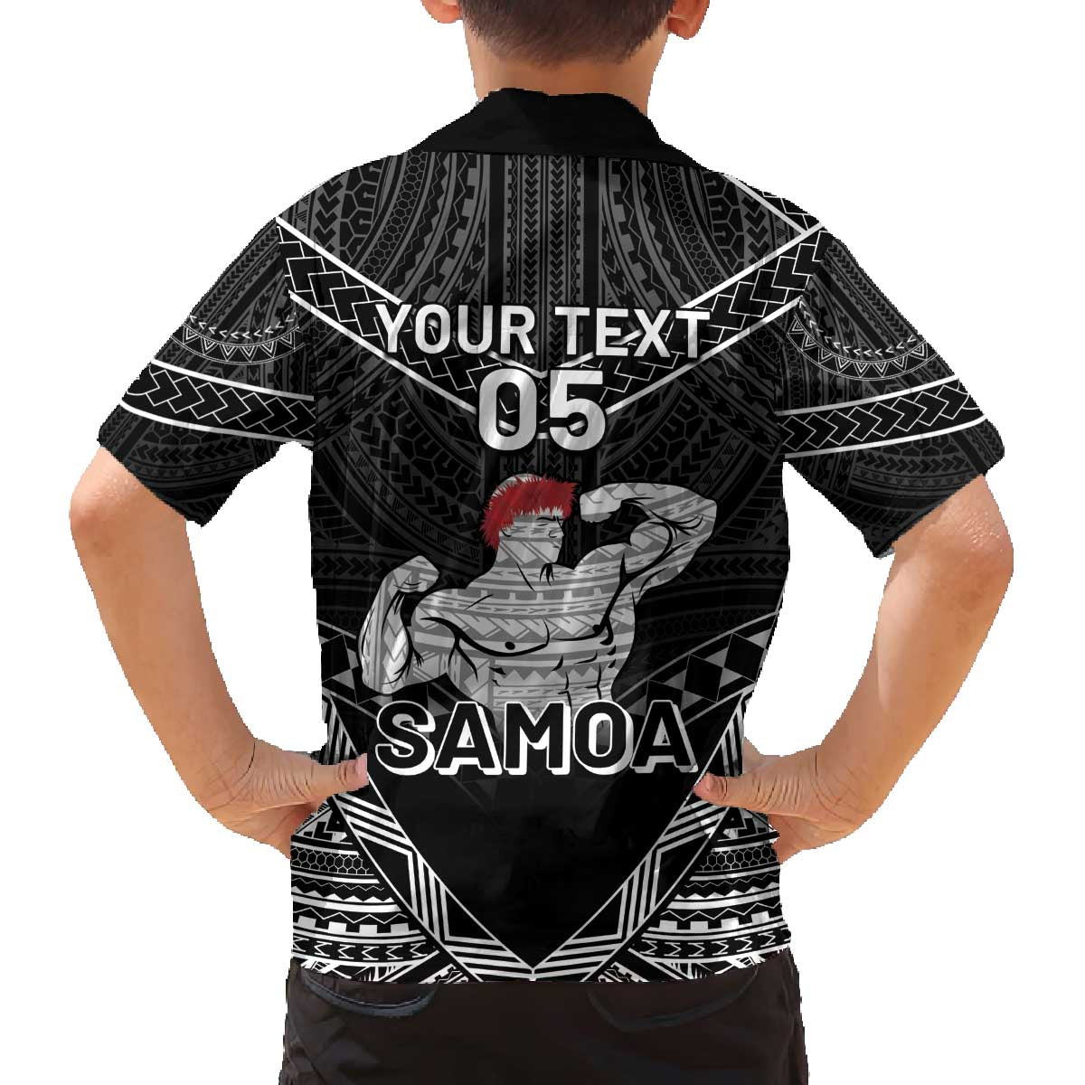 Custom Samoa Wrestling Family Matching Off The Shoulder Long Sleeve Dress and Hawaiian Shirt Samoan Wrestler Ulafala Style LT05 - Polynesian Pride