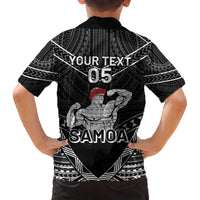 Custom Samoa Wrestling Family Matching Off The Shoulder Long Sleeve Dress and Hawaiian Shirt Samoan Wrestler Ulafala Style LT05 - Polynesian Pride
