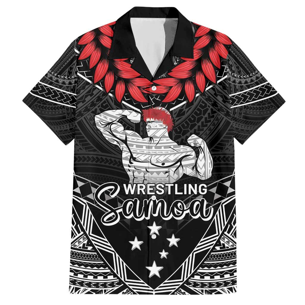 Custom Samoa Wrestling Family Matching Short Sleeve Bodycon Dress and Hawaiian Shirt Samoan Wrestler Ulafala Style LT05 Dad's Shirt - Short Sleeve Black - Polynesian Pride