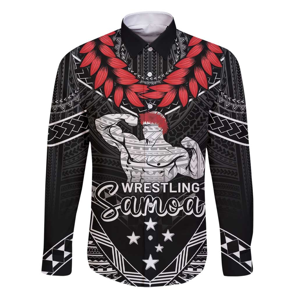 Custom Samoa Wrestling Family Matching Short Sleeve Bodycon Dress and Hawaiian Shirt Samoan Wrestler Ulafala Style LT05 Dad's Shirt - Long Sleeve Black - Polynesian Pride