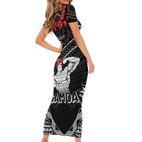 Custom Samoa Wrestling Family Matching Short Sleeve Bodycon Dress and Hawaiian Shirt Samoan Wrestler Ulafala Style LT05 - Polynesian Pride