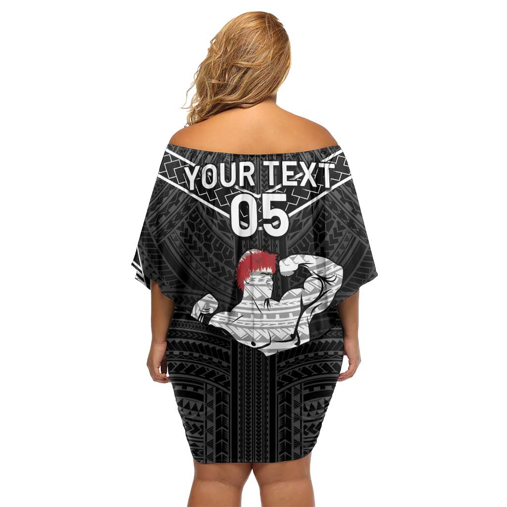 Custom Samoa Wrestling Off Shoulder Short Dress Samoan Wrestler Ulafala Style LT05 - Polynesian Pride