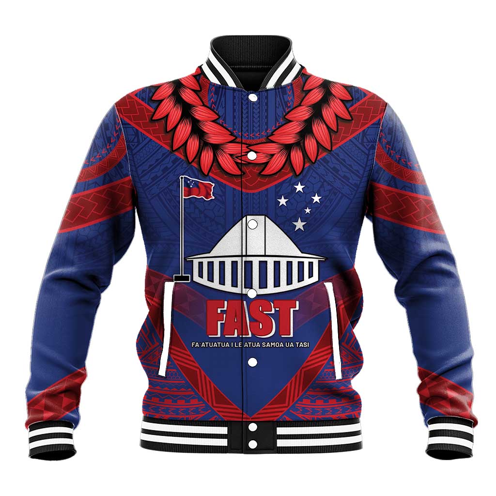 Personalised FAST Party Samoa Baseball Jacket Samoan Coat Of Arms Ulafala Style