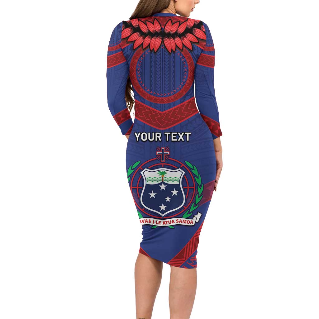 Personalised FAST Party Samoa Family Matching Long Sleeve Bodycon Dress and Hawaiian Shirt Samoan Coat Of Arms Ulafala Style LT05 - Polynesian Pride