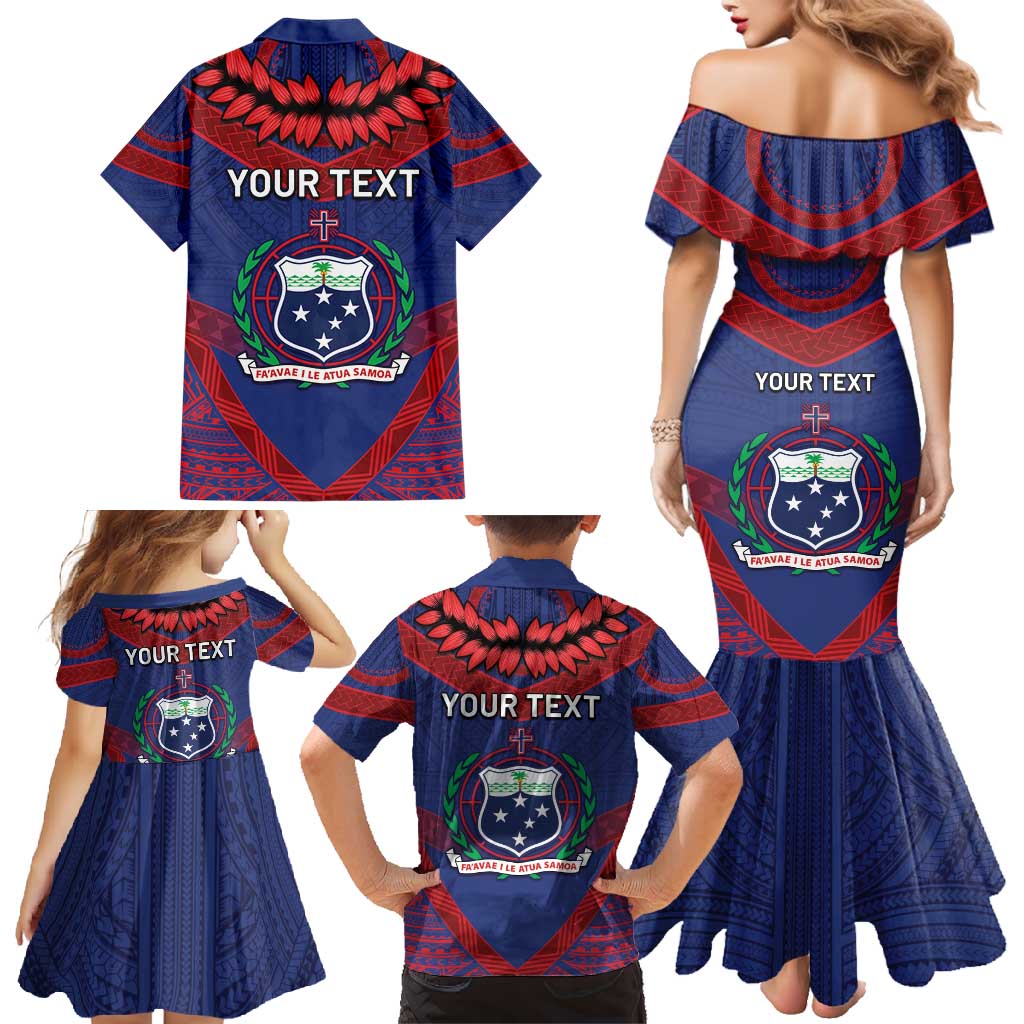 Personalised FAST Party Samoa Family Matching Mermaid Dress and Hawaiian Shirt Samoan Coat Of Arms Ulafala Style LT05 - Polynesian Pride