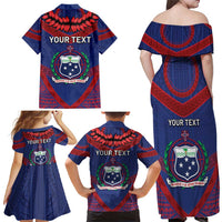 Personalised FAST Party Samoa Family Matching Off Shoulder Maxi Dress and Hawaiian Shirt Samoan Coat Of Arms Ulafala Style LT05 - Polynesian Pride