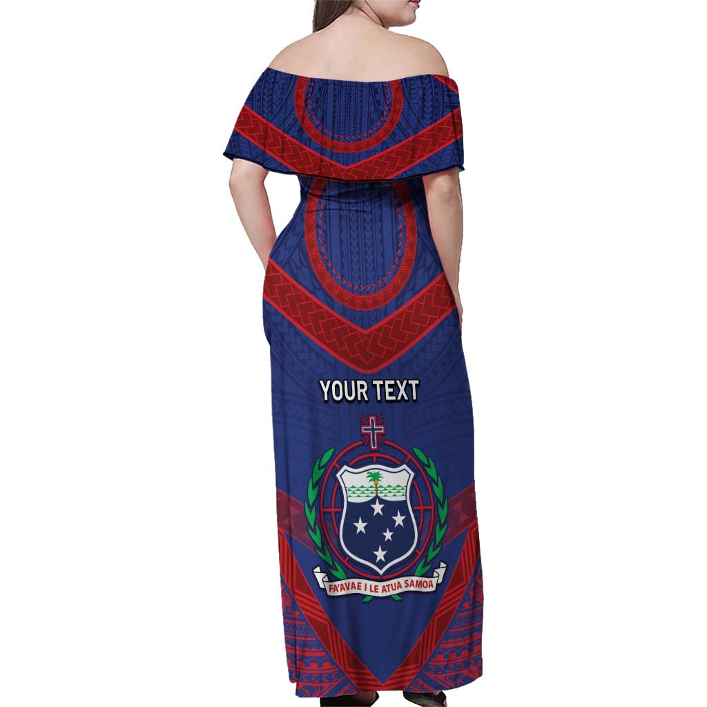 Personalised FAST Party Samoa Family Matching Off Shoulder Maxi Dress and Hawaiian Shirt Samoan Coat Of Arms Ulafala Style LT05 - Polynesian Pride