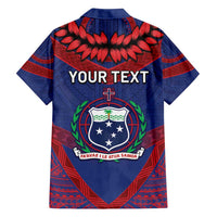 Personalised FAST Party Samoa Family Matching Off Shoulder Short Dress and Hawaiian Shirt Samoan Coat Of Arms Ulafala Style LT05 - Polynesian Pride