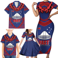Personalised FAST Party Samoa Family Matching Short Sleeve Bodycon Dress and Hawaiian Shirt Samoan Coat Of Arms Ulafala Style LT05 - Polynesian Pride