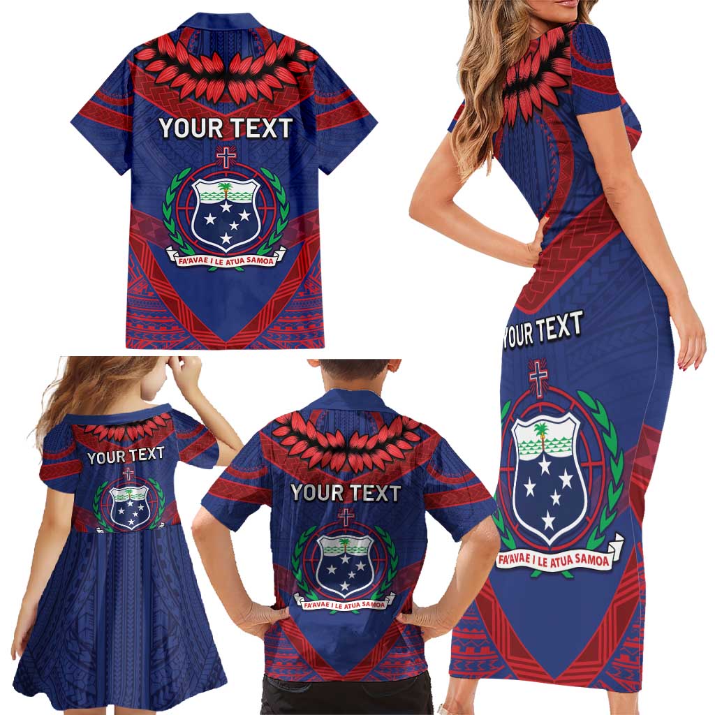 Personalised FAST Party Samoa Family Matching Short Sleeve Bodycon Dress and Hawaiian Shirt Samoan Coat Of Arms Ulafala Style LT05 - Polynesian Pride