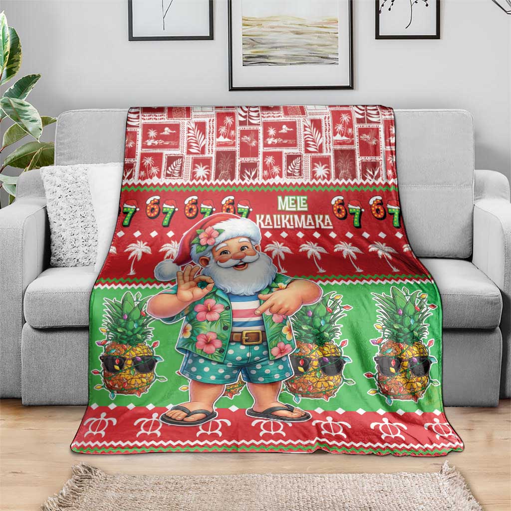 Mele Kalikimaka Hawaii Christmas Blanket Funny Santa 67 Gen Alpha Slang LT05 - Polynesian Pride