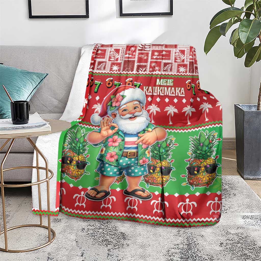 Mele Kalikimaka Hawaii Christmas Blanket Funny Santa 67 Gen Alpha Slang LT05 - Polynesian Pride