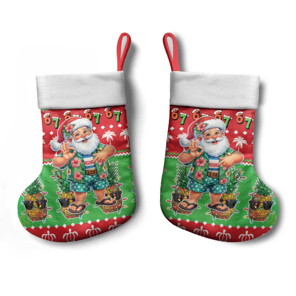 Mele Kalikimaka Hawaii Christmas Stocking Funny Santa 67 Gen Alpha Slang - Polynesian Pride