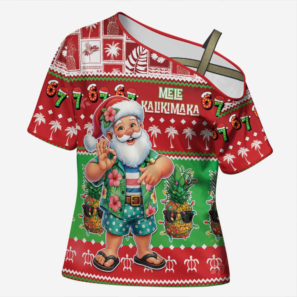 Mele Kalikimaka Hawaii Christmas Cross Shoulder Shirt Funny Santa 67 Gen Alpha Slang - Polynesian Pride