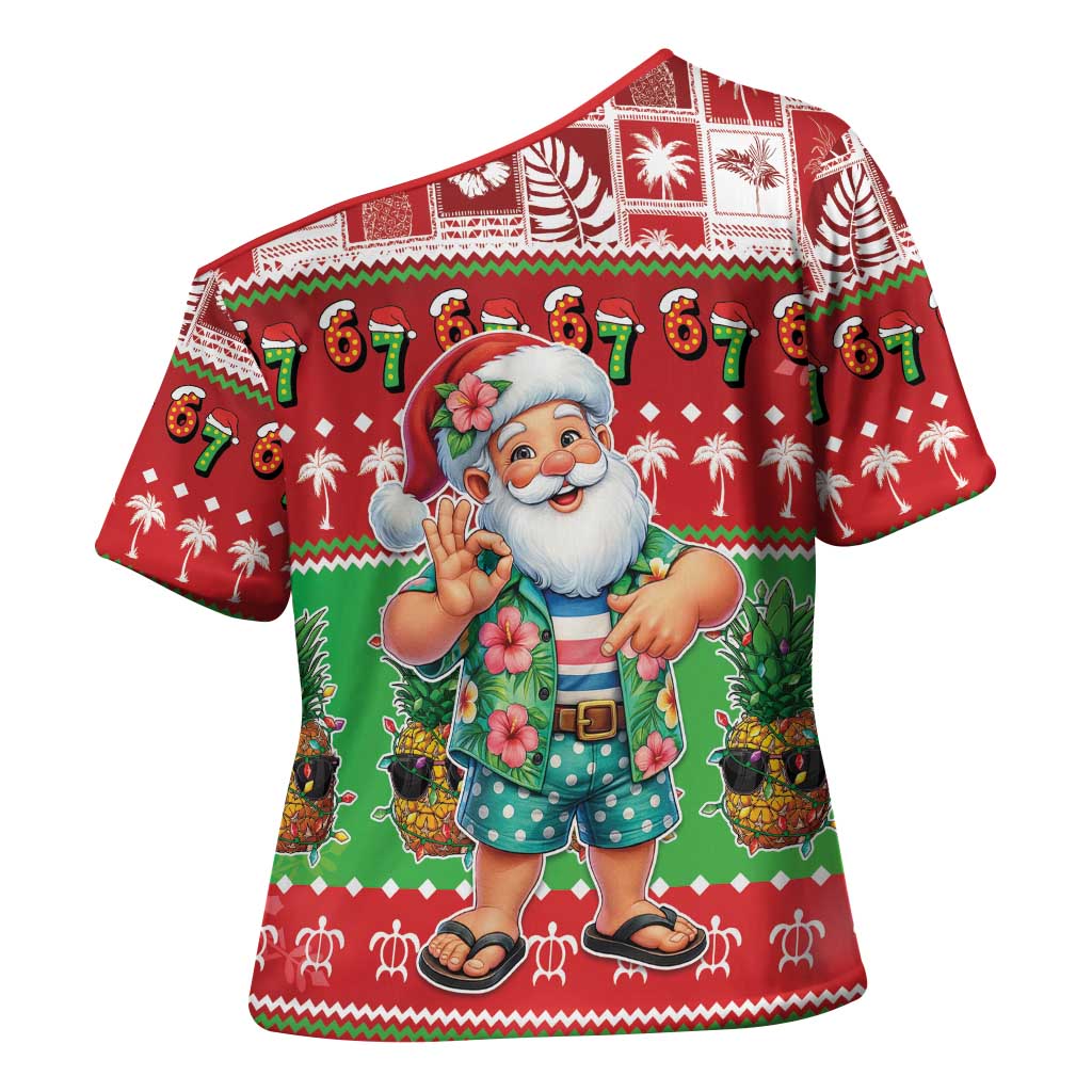 Mele Kalikimaka Hawaii Christmas Cross Shoulder Shirt Funny Santa 67 Gen Alpha Slang - Polynesian Pride