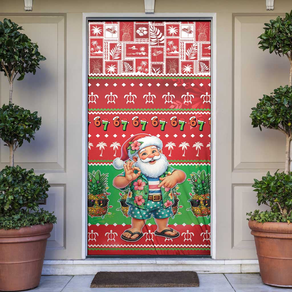 Mele Kalikimaka Hawaii Christmas Door Cover Funny Santa 67 Gen Alpha Slang - Polynesian Pride