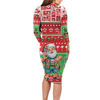 Mele Kalikimaka Hawaii Christmas Family Matching Long Sleeve Bodycon Dress and Hawaiian Shirt Funny Santa 67 Gen Alpha Slang LT05 - Polynesian Pride