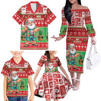 Mele Kalikimaka Hawaii Christmas Family Matching Off The Shoulder Long Sleeve Dress and Hawaiian Shirt Funny Santa 67 Gen Alpha Slang LT05 - Polynesian Pride
