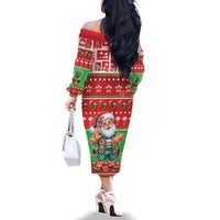 Mele Kalikimaka Hawaii Christmas Family Matching Off The Shoulder Long Sleeve Dress and Hawaiian Shirt Funny Santa 67 Gen Alpha Slang LT05 - Polynesian Pride