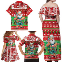 Mele Kalikimaka Hawaii Christmas Family Matching Off Shoulder Maxi Dress and Hawaiian Shirt Funny Santa 67 Gen Alpha Slang LT05 - Polynesian Pride