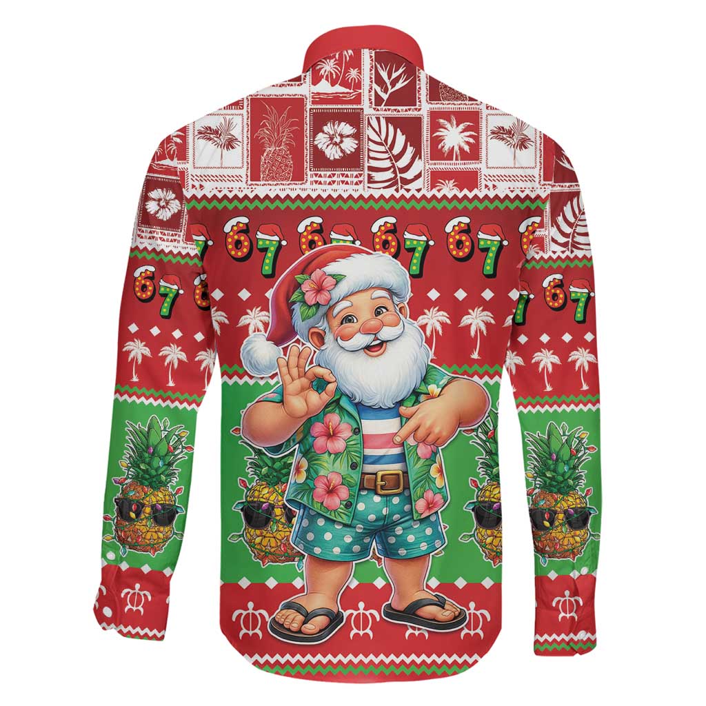 Mele Kalikimaka Hawaii Christmas Family Matching Off Shoulder Maxi Dress and Hawaiian Shirt Funny Santa 67 Gen Alpha Slang LT05 - Polynesian Pride