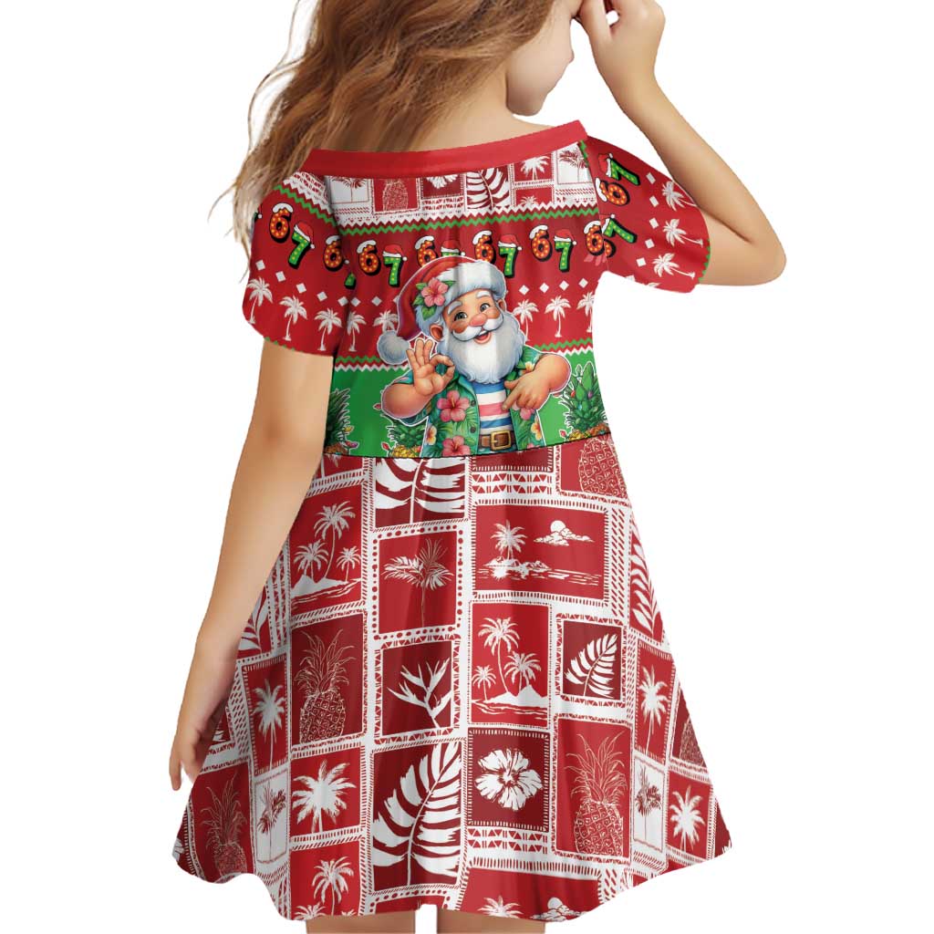 Mele Kalikimaka Hawaii Christmas Family Matching Off Shoulder Short Dress and Hawaiian Shirt Funny Santa 67 Gen Alpha Slang LT05 - Polynesian Pride