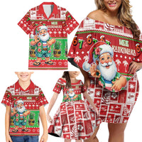 Mele Kalikimaka Hawaii Christmas Family Matching Off Shoulder Short Dress and Hawaiian Shirt Funny Santa 67 Gen Alpha Slang LT05 - Polynesian Pride
