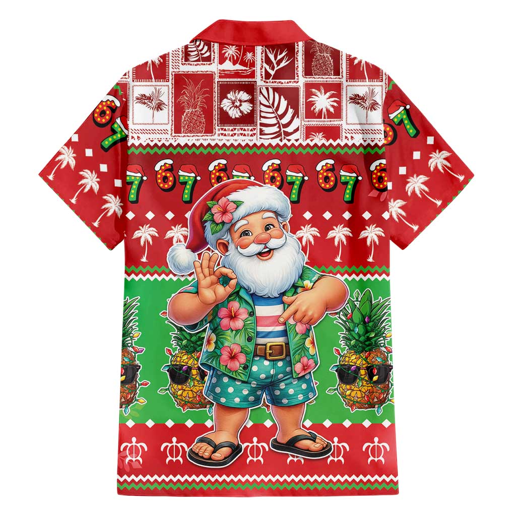 Mele Kalikimaka Hawaii Christmas Family Matching Off Shoulder Short Dress and Hawaiian Shirt Funny Santa 67 Gen Alpha Slang LT05 - Polynesian Pride