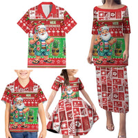 Mele Kalikimaka Hawaii Christmas Family Matching Puletasi and Hawaiian Shirt Funny Santa 67 Gen Alpha Slang LT05 - Polynesian Pride