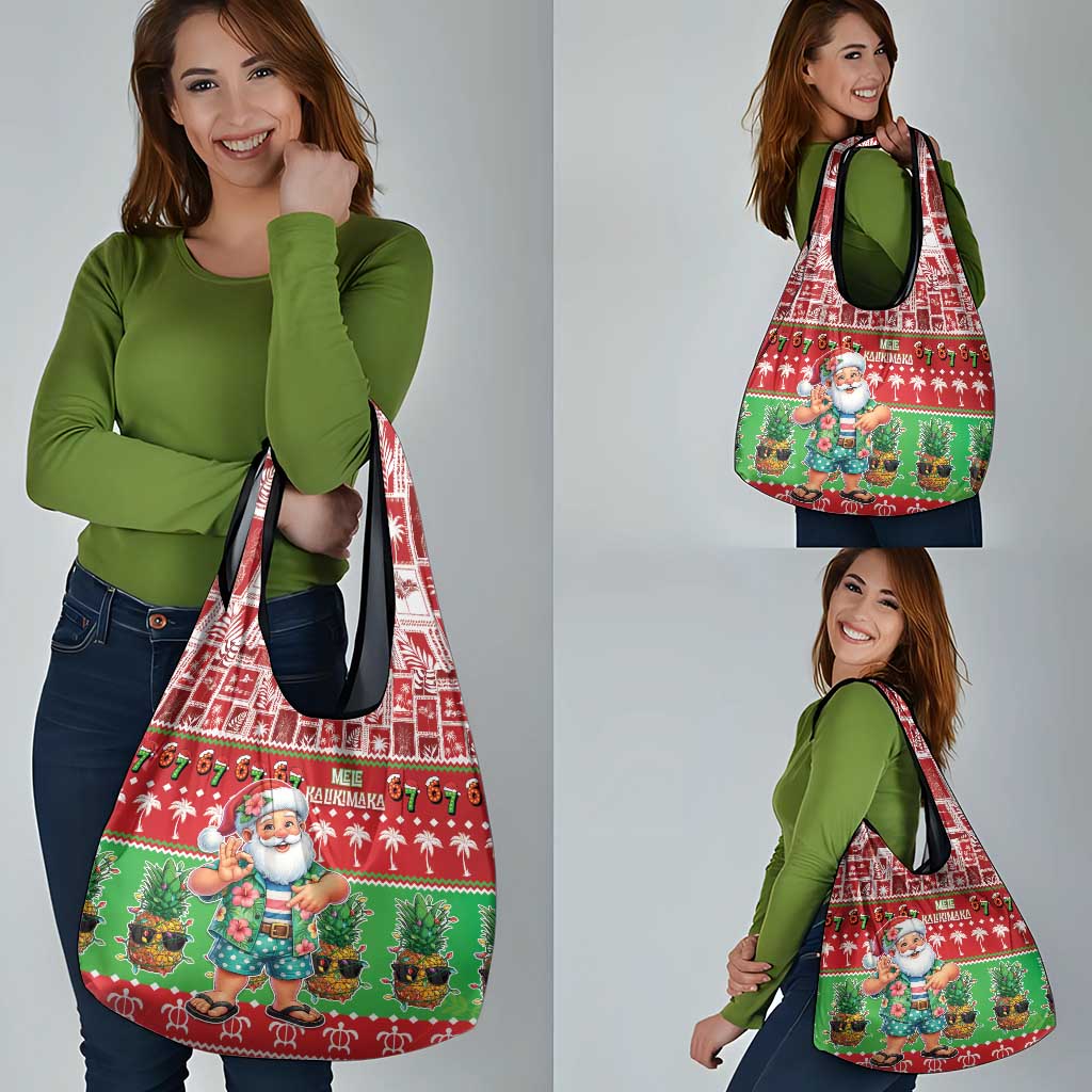 Mele Kalikimaka Hawaii Christmas Grocery Bag Funny Santa 67 Gen Alpha Slang - Polynesian Pride