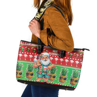 Mele Kalikimaka Hawaii Christmas Leather Tote Bag Funny Santa 67 Gen Alpha Slang - Polynesian Pride