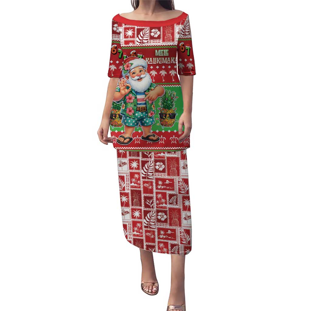 Mele Kalikimaka Hawaii Christmas Puletasi Funny Santa 67 Gen Alpha Slang - Polynesian Pride