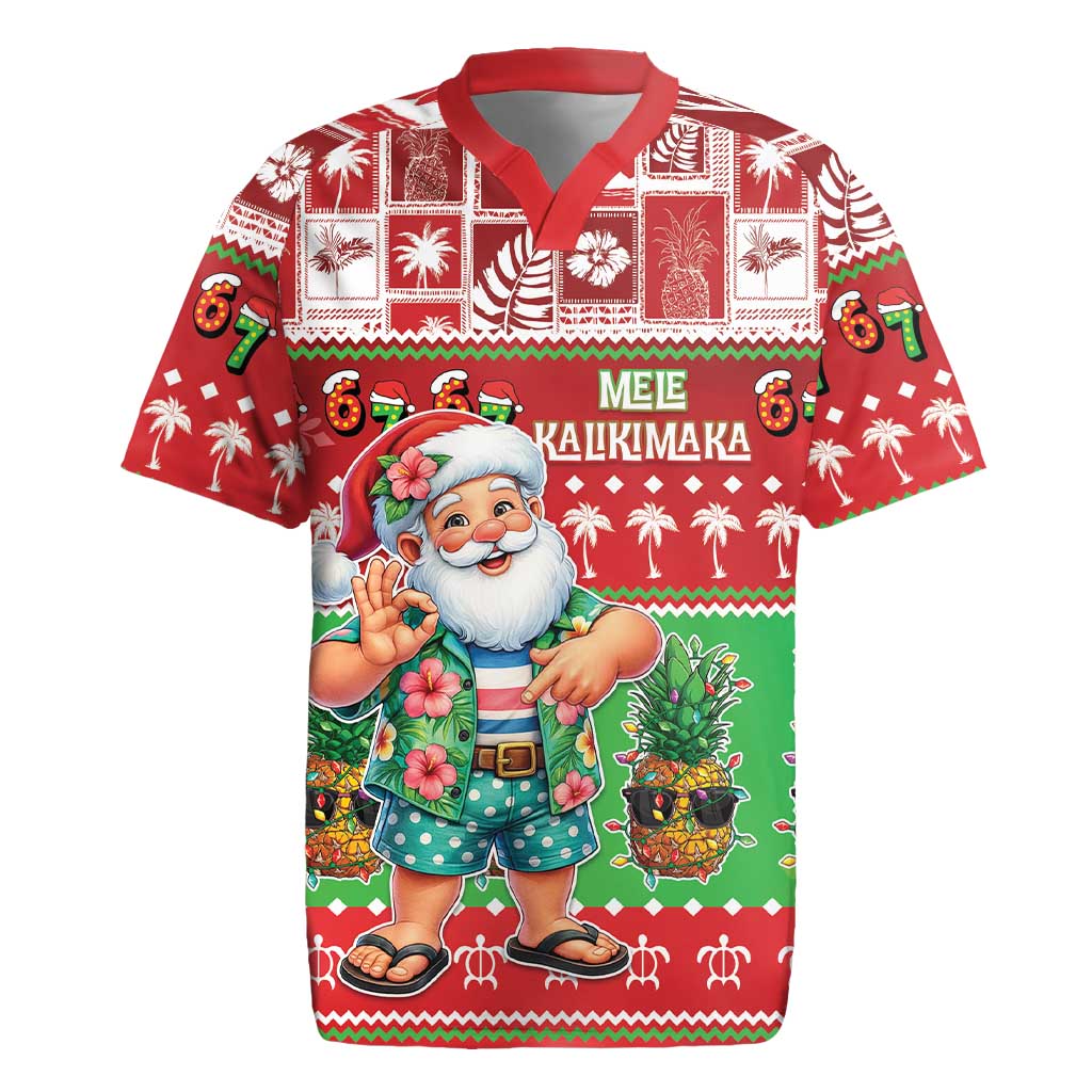 Mele Kalikimaka Hawaii Christmas Rugby Jersey Funny Santa 67 Gen Alpha Slang - Polynesian Pride