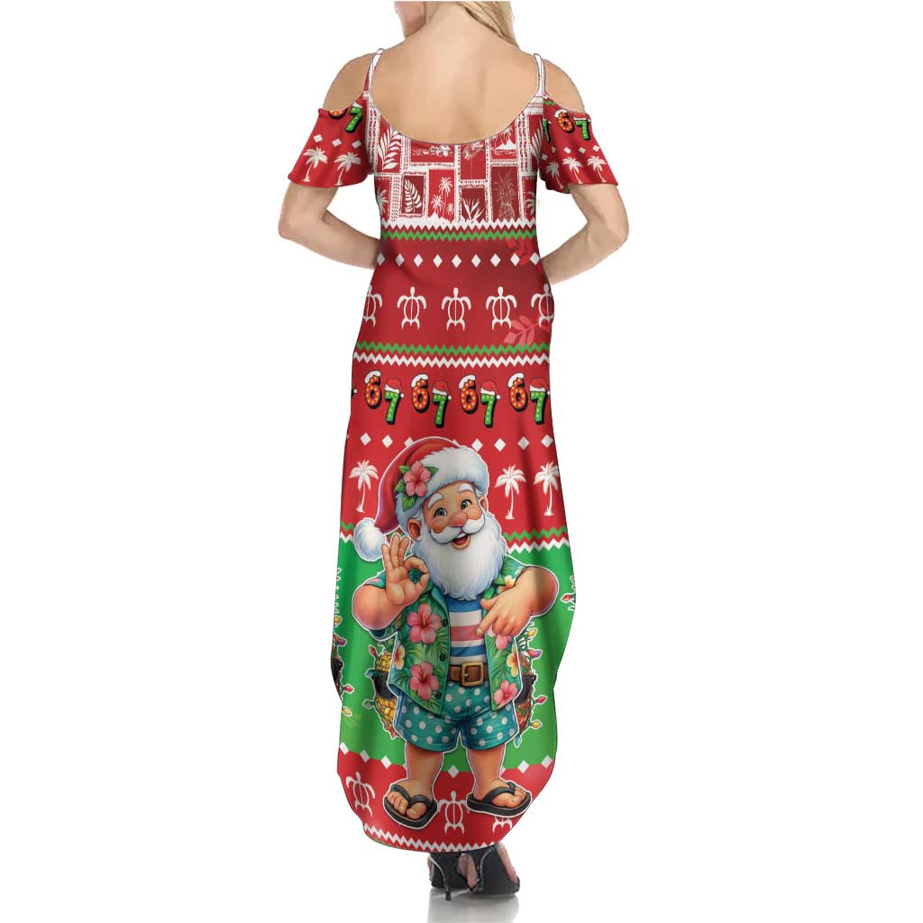 Mele Kalikimaka Hawaii Christmas Summer Maxi Dress Funny Santa 67 Gen Alpha Slang - Polynesian Pride