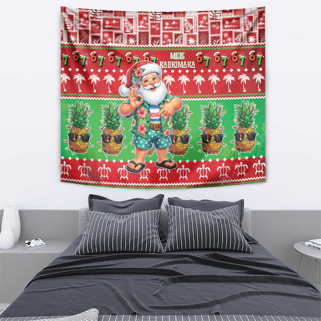 Mele Kalikimaka Hawaii Christmas Tapestry Funny Santa 67 Gen Alpha Slang - Polynesian Pride