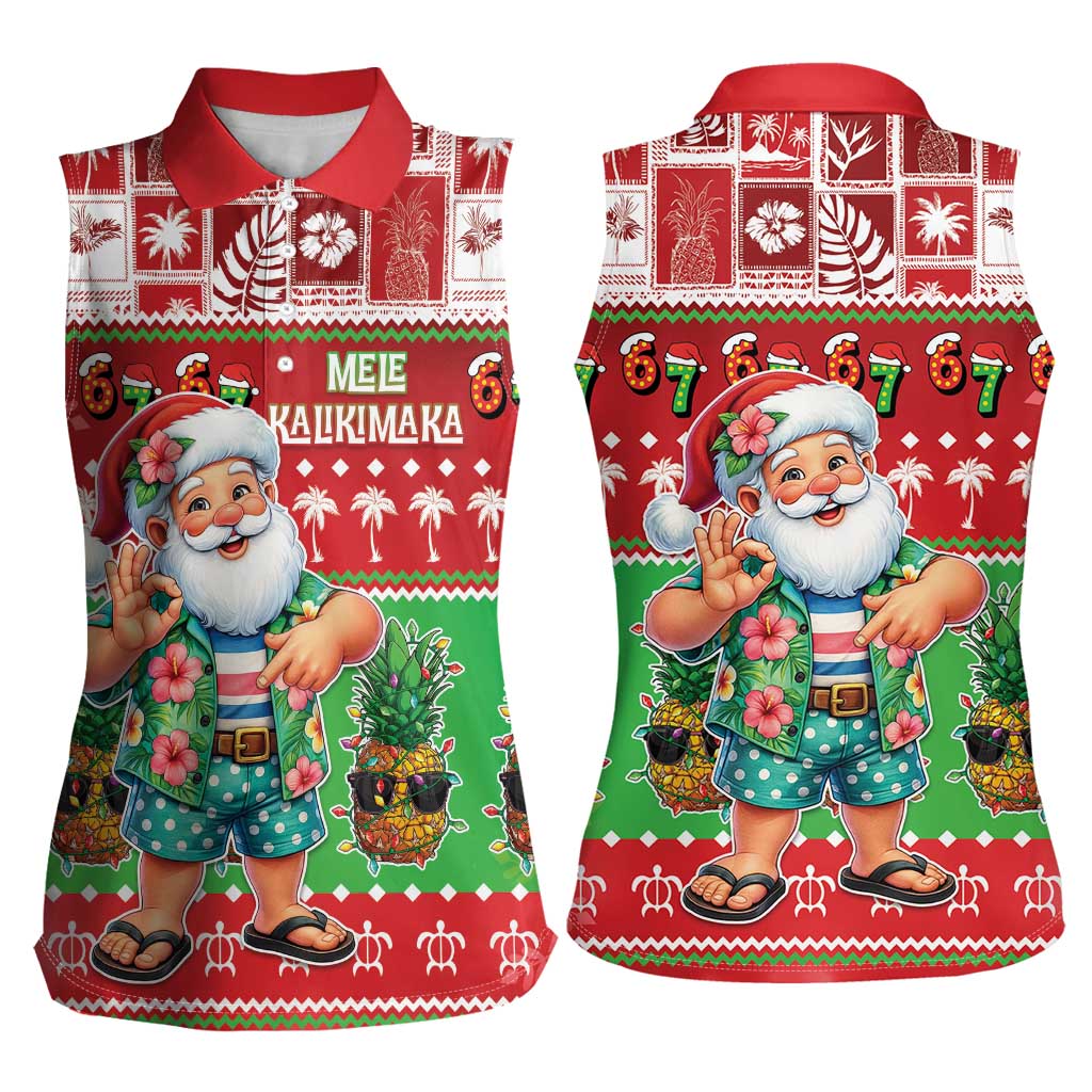 Mele Kalikimaka Hawaii Christmas Women Sleeveless Polo Shirt Funny Santa 67 Gen Alpha Slang LT05 - Polynesian Pride